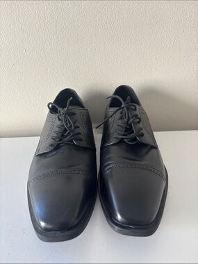 Franco Fortini Black Men's Cap-Toe Derby Oxfords